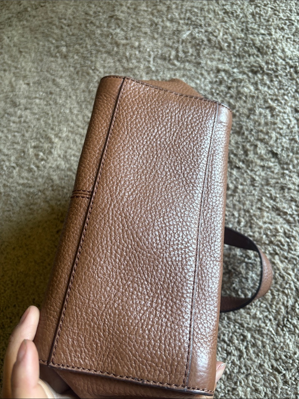 Fossil Tessa satchel Chestnut Brown Pebbled Leather Shoulder Bag - Picture 10 of 16